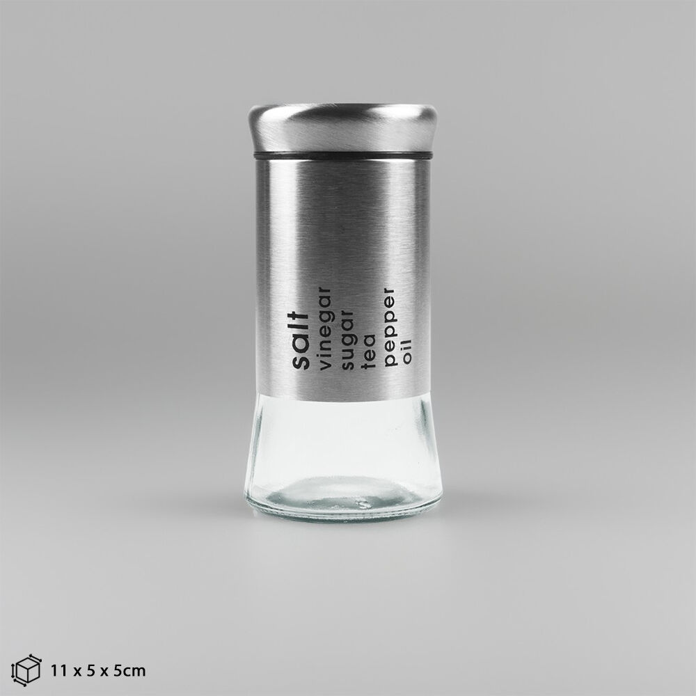Saleiro/pimenteiro em Vidro e Metal 100ml Temperos Multiuso