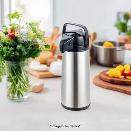 Garrafa Térmica 1,9 Litros em Inox com Ampola de Vidro