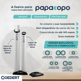 Lixeira Papacopos Dupla Coletora para Copos Descartáveis