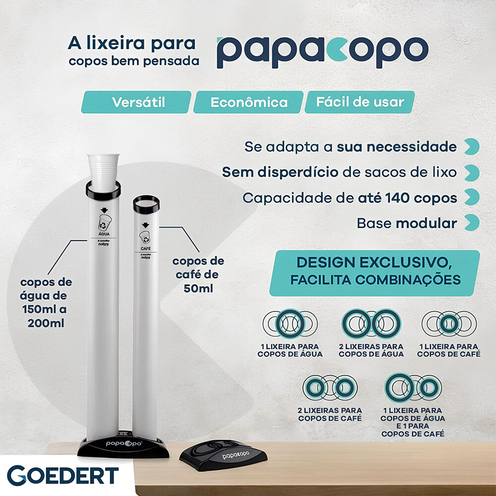 Lixeira Papacopos Dupla Coletora para Copos Descartáveis