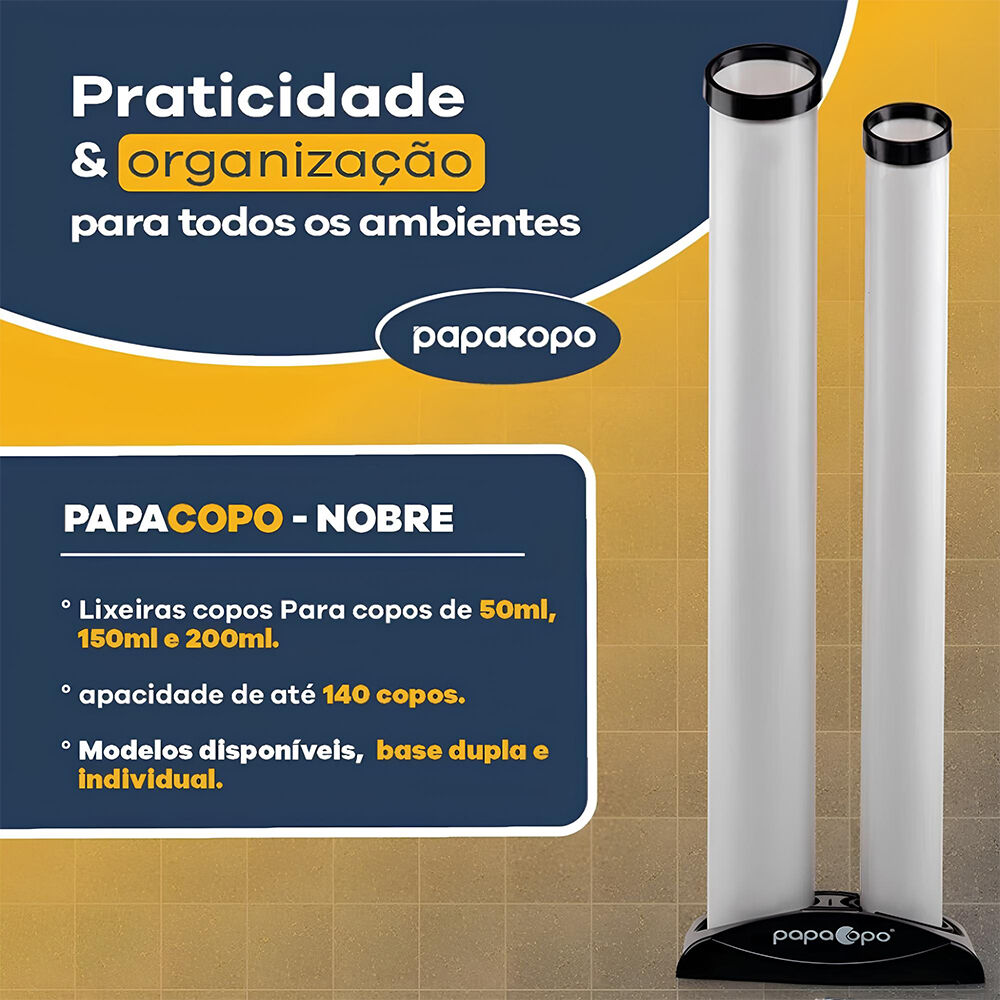 Lixeira Papacopos Dupla Coletora para Copos Descartáveis