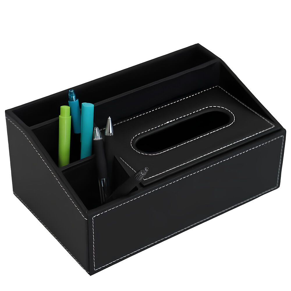 Organizador de Mesa para Escritório Revestido em Couro Ecológico