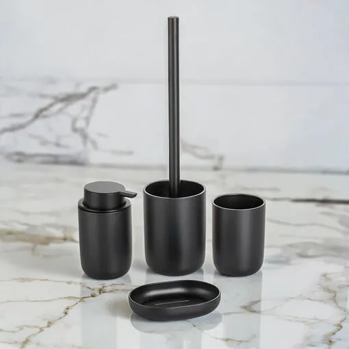 Kit Banheiro Dispenser Sabonete Porta Escovas Bandeja Escova Sanitária