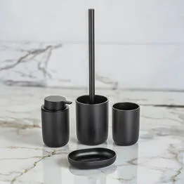 Kit Banheiro Dispenser Sabonete Porta Escovas Bandeja Escova Sanitária