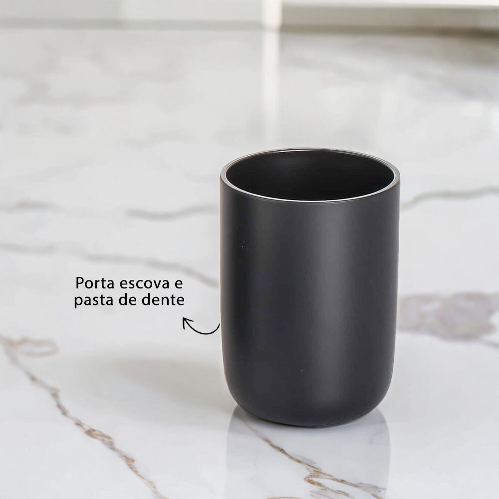 Kit Banheiro Dispenser Sabonete Porta Escovas Bandeja Escova Sanitária