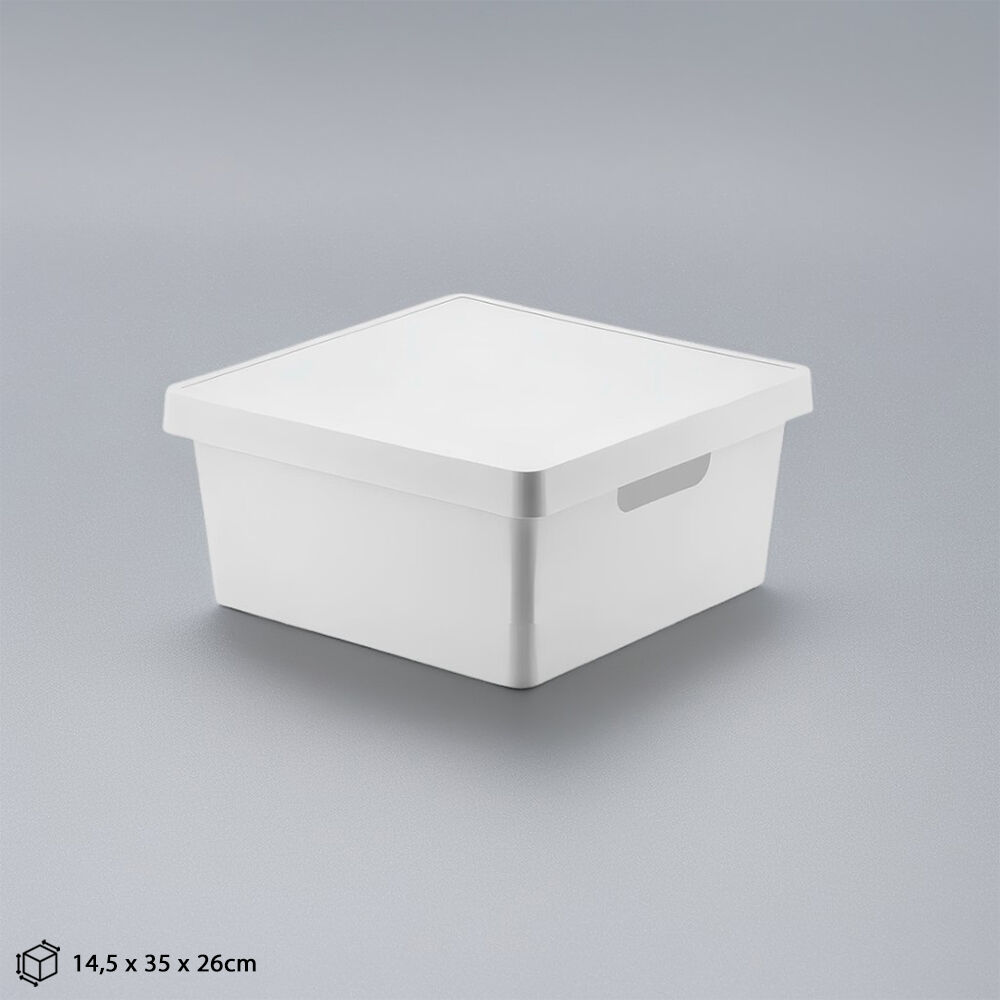 Caixa Organizadora 10 Litros Cesto com Tampa - Branca