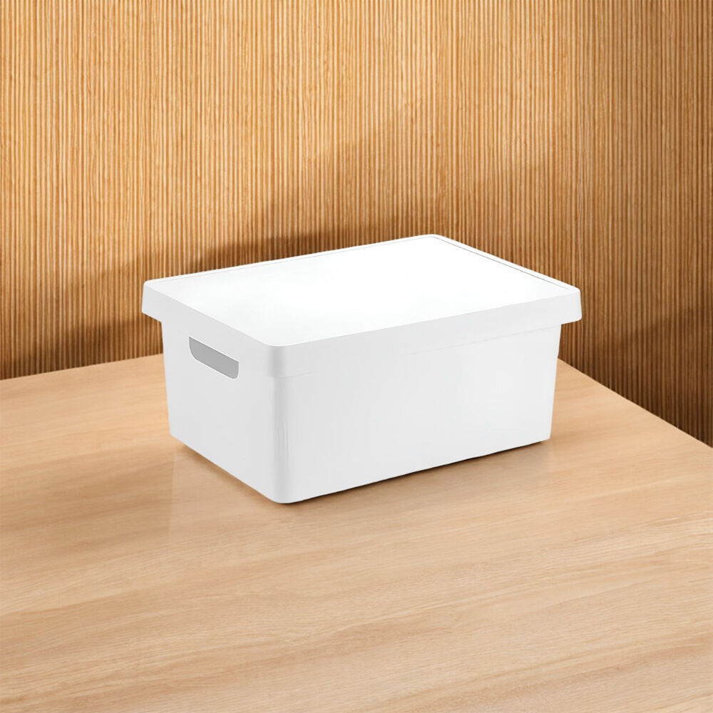 Caixa Organizadora 10 Litros Cesto com Tampa - Branca