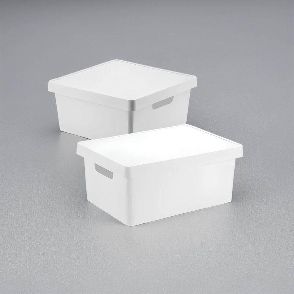 Caixa Organizadora 10 Litros Cesto com Tampa - Branca