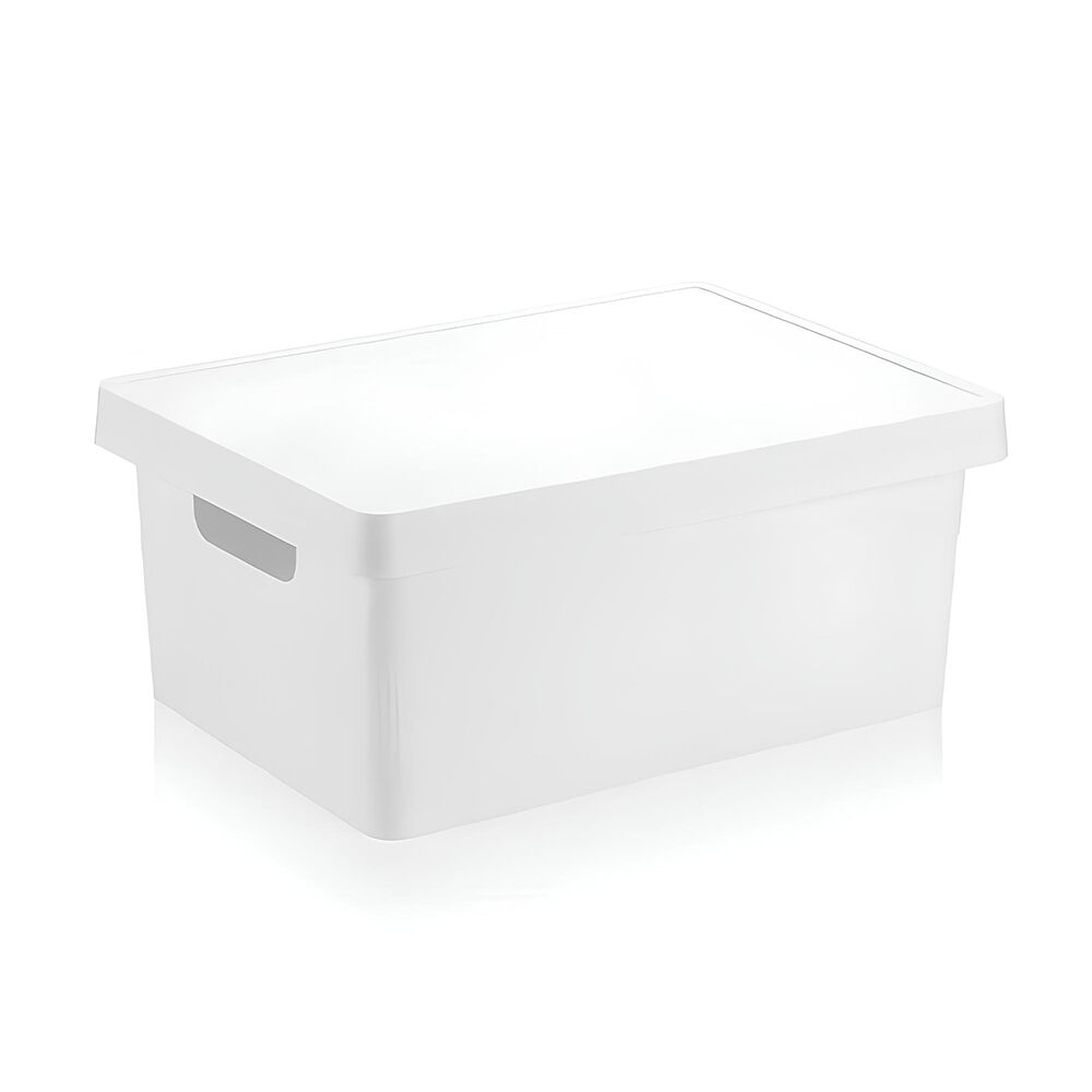 Caixa Organizadora 10 Litros Cesto com Tampa - Branca