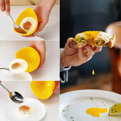 Forma para Cozinhar Ovo Poche Em Silicone Livre de BPA Amarela
