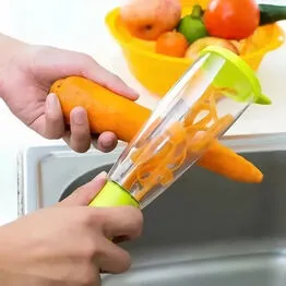 Descascador Cortador de Legumes Frutas com Reservatório Inox Cozinha