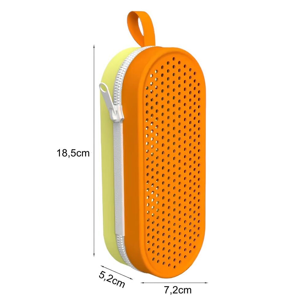 Estojo de Silicone Escolar Lápis e Canetas Grande Criativo com Zíper Laranja