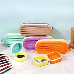 Estojo de Silicone Escolar Lápis e Canetas Grande Criativo com Zíper Lilás