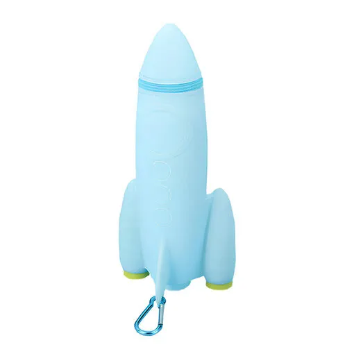 Estojo Foguete 2 em 1 com Apontador de Lápis Infantil Porta Material Escolar Azul