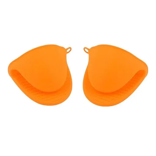 Kit 2 Luvas Térmicas de Silicone Forno Fogão para Cozinha Pegador Jacaré Laranja