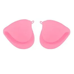 Kit 2 Luvas Térmicas de Silicone Forno Fogão para Cozinha Pegador Jacaré Rosa