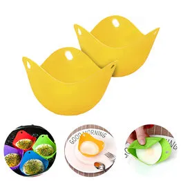 Kit 2 Formas para Cozinhar Ovo Poche Em Silicone Livre de BPA Amarela