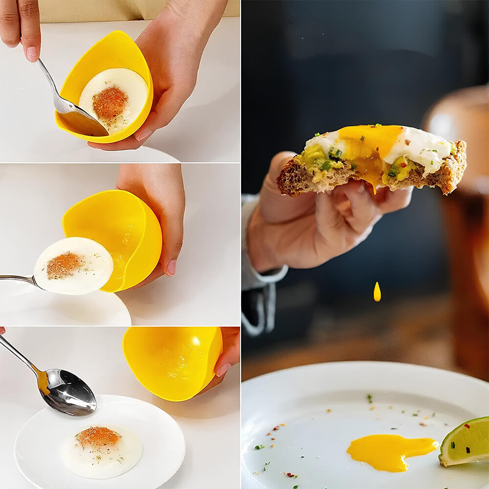 Kit 2 Formas para Cozinhar Ovo Poche Em Silicone Livre de BPA Azul