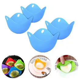 Kit 4 Formas para Cozinhar Ovo Poche Em Silicone Livre de BPA Azul