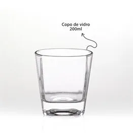Kit Copo para Whisky + Pegador de Gelo + 3 Cubos de Pedra-sabão e Caixa de Madeira