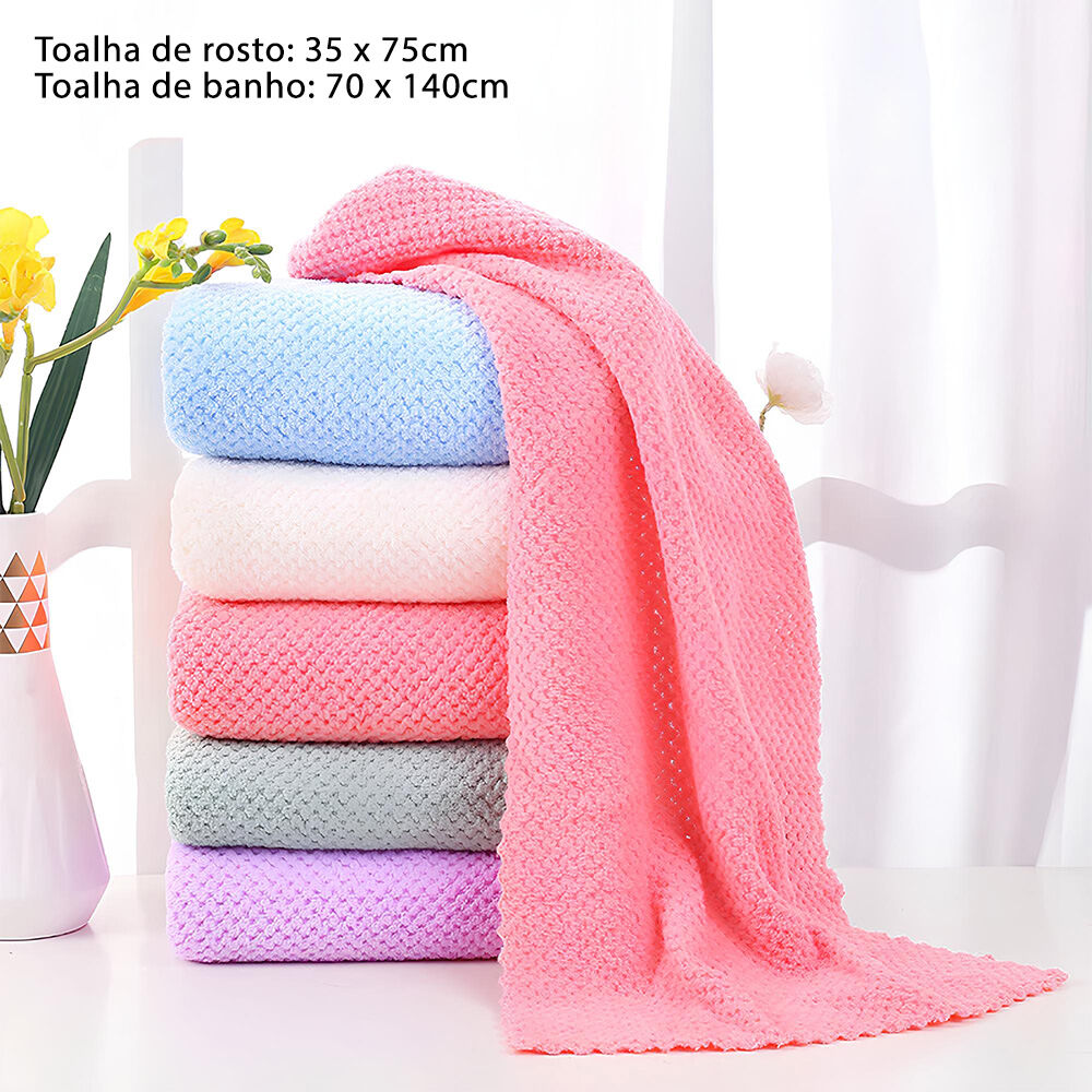 Conjunto Toalhas Coral Fleece Macias Qualidade Luxuosa Azul (Venda Exclusiva)
