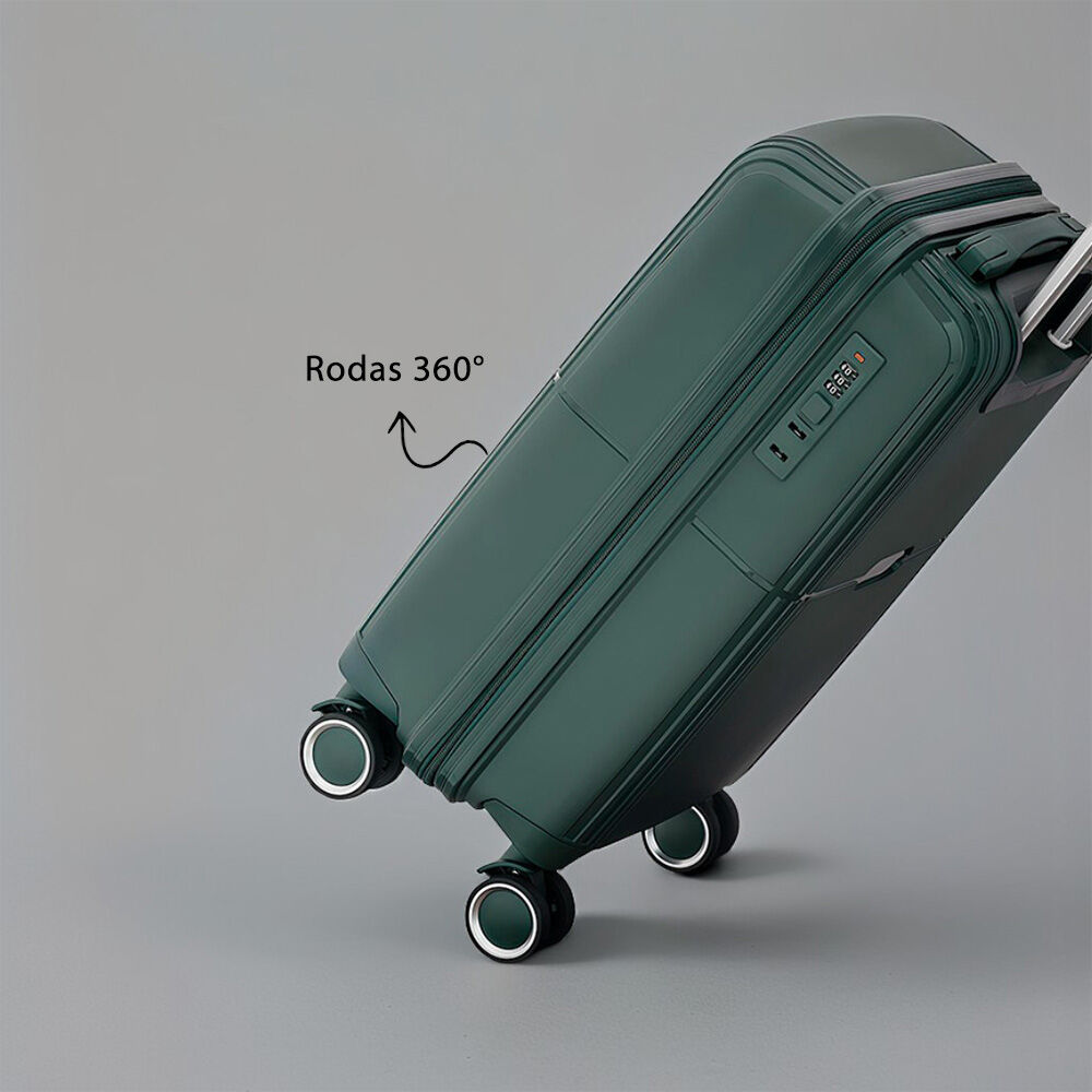 Mala de Bordo Executiva Compacta 34L Cadeado com Segredo para Viagem Verde