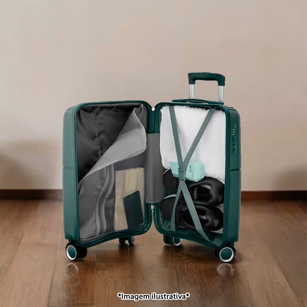 Mala de Bordo Executiva Compacta 34L Cadeado com Segredo para Viagem Cinza