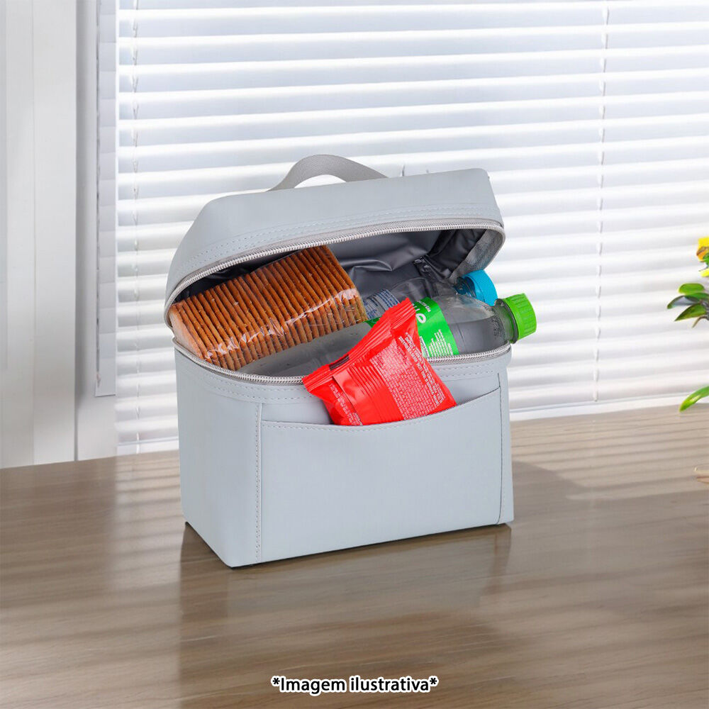 Bolsa Térmica 5L Elegante para Lanches e Marmitex Portátil com Alça Cinza