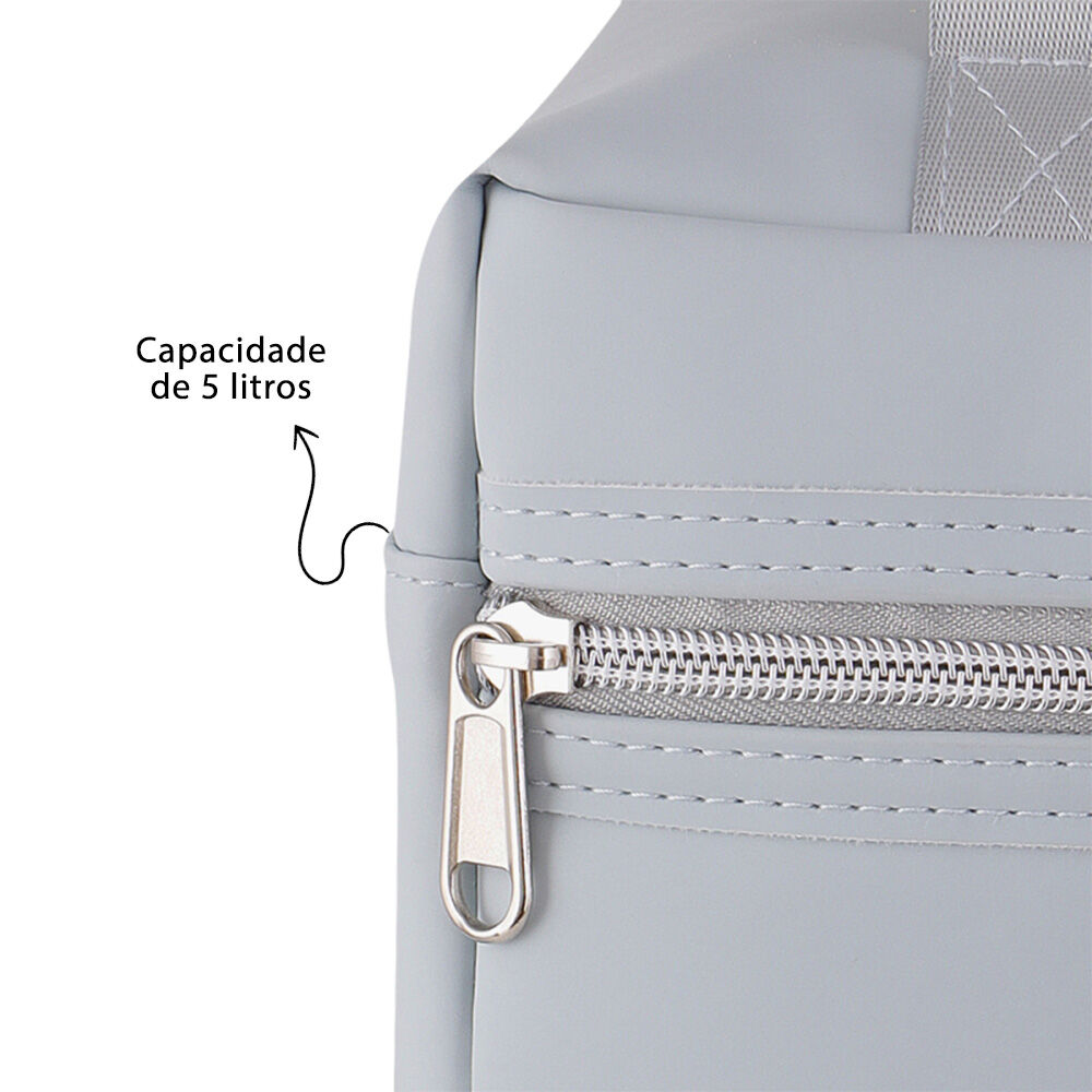 Bolsa Térmica 5L Elegante para Lanches e Marmitex Portátil com Alça Cinza