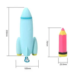 Estojo Foguete 2 em 1 com Apontador de Lápis Infantil Porta Material Escolar Rosa