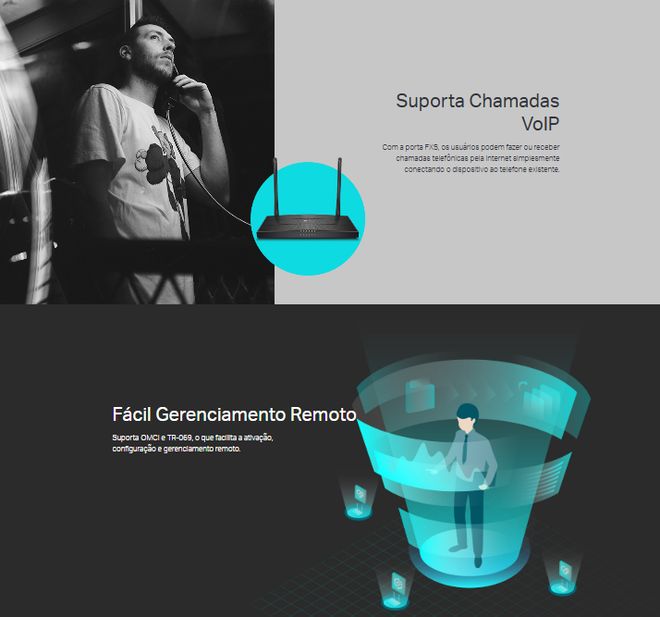 Roteador Terminal GPON XC220-G3V Wi-fi AC1200 Voip Preto - Tp-link