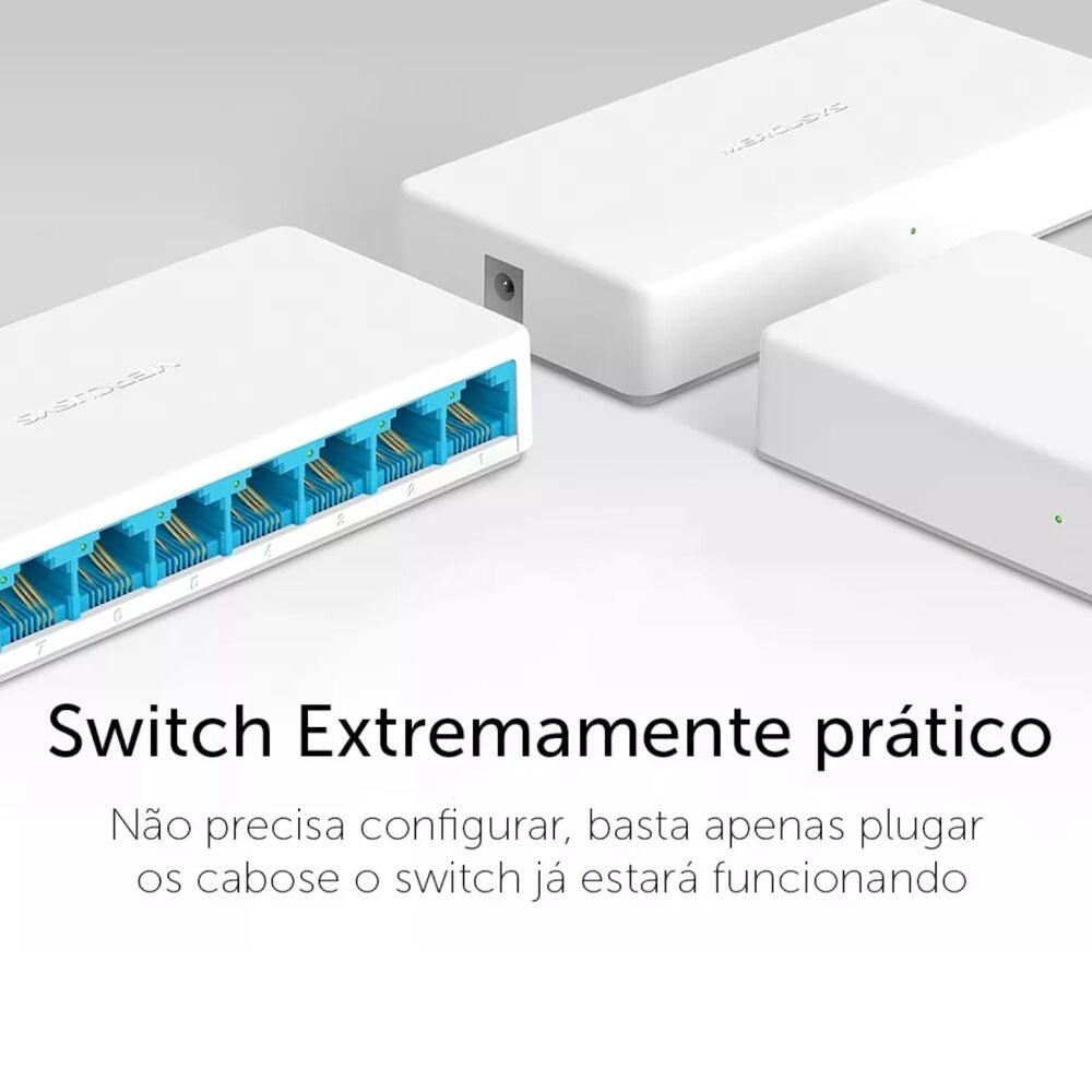 Switch Mercusys MS108 série Desktop 8 Portas RJ-45 Branco