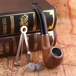 Kit Cachimbo Pipe Clássico 18 Peças Preto com Caixa Presentável