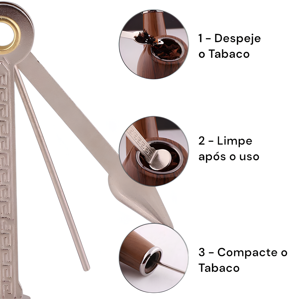 Kit Cachimbo Pipe Clássico 18 Peças Preto com Caixa Presentável