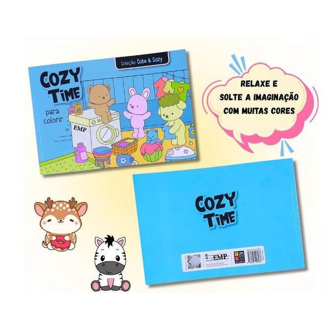 Livro de Colorir Coleção Cute & Cozy Little Friends - Azul