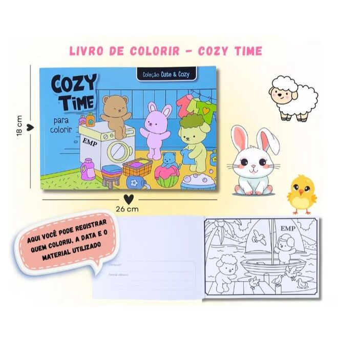 Livro de Colorir Coleção Cute & Cozy Little Friends - Azul