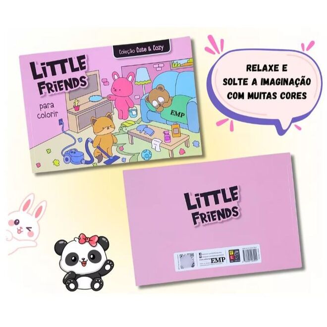 Livro de Colorir Coleção Cute & Cozy Little Friends - Rosa