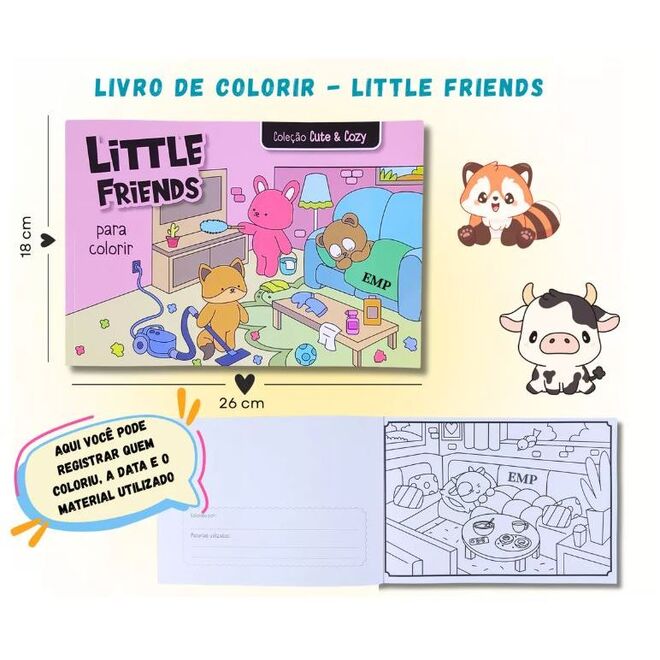 Livro de Colorir Coleção Cute & Cozy Little Friends - Rosa