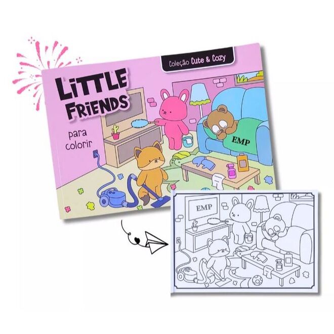 Livro de Colorir Coleção Cute & Cozy Little Friends - Rosa