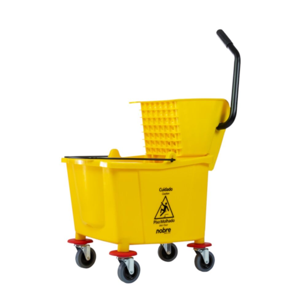 Carro Balde Nobre 32L Amarelo com Espremedor Cabo Inclinado Limpeza Geral