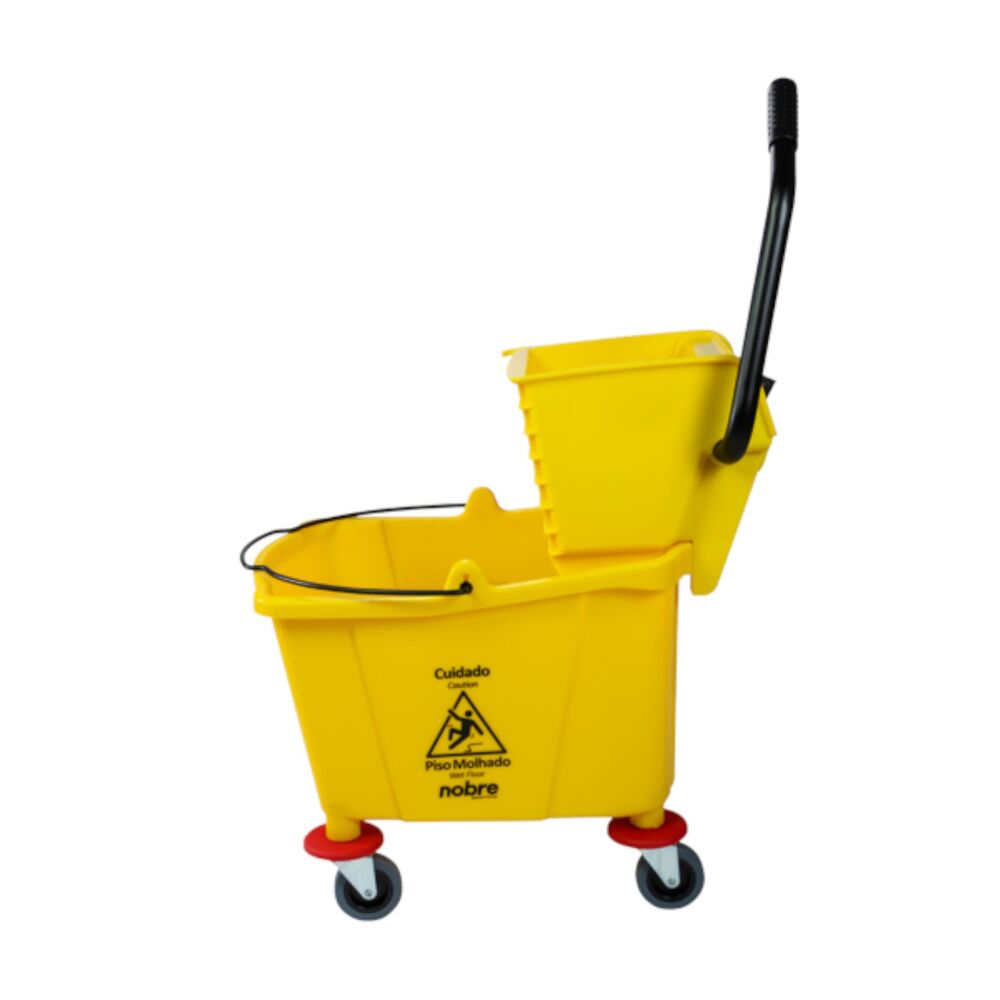 Carro Balde Nobre 32L Amarelo com Espremedor Cabo Inclinado Limpeza Geral