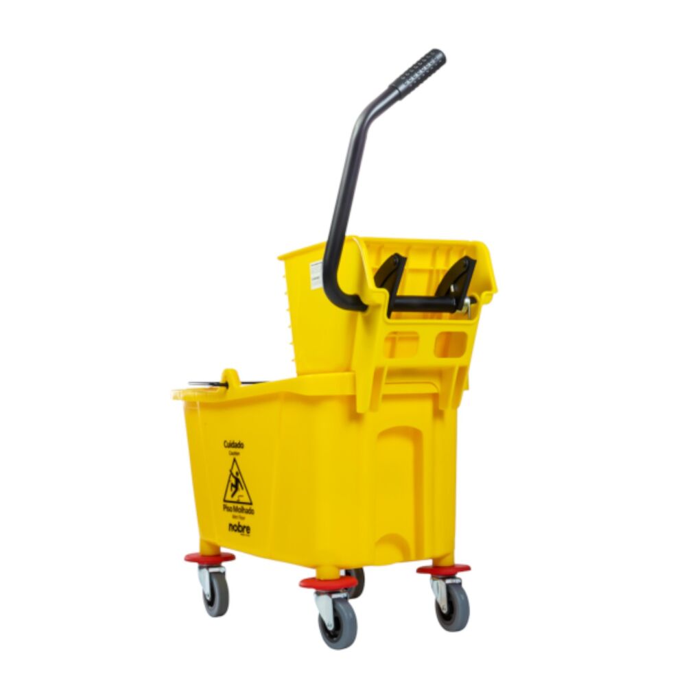 Carro Balde Nobre 32L Amarelo com Espremedor Cabo Inclinado Limpeza Geral
