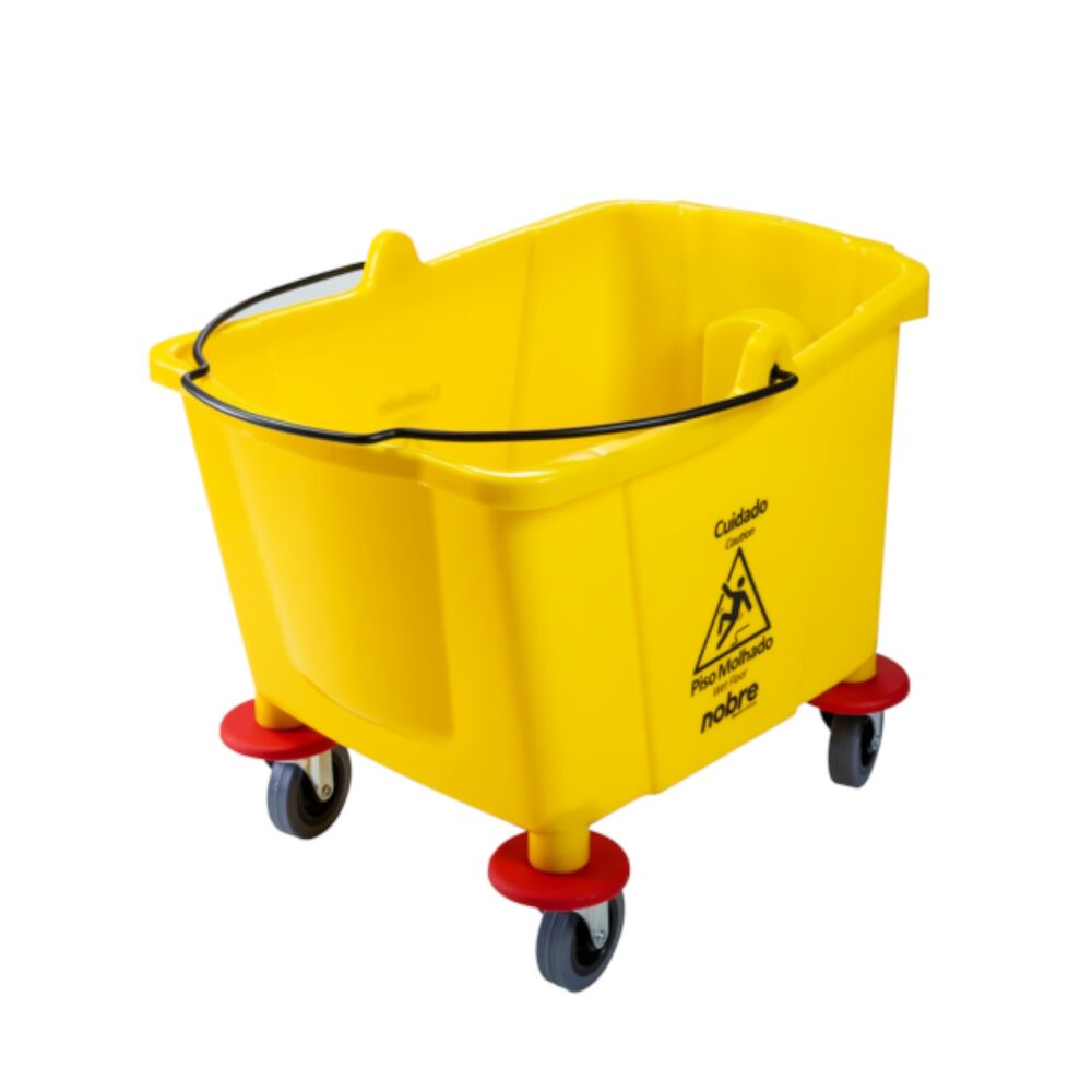Carro Balde Nobre 32L Amarelo com Espremedor Cabo Inclinado Limpeza Geral