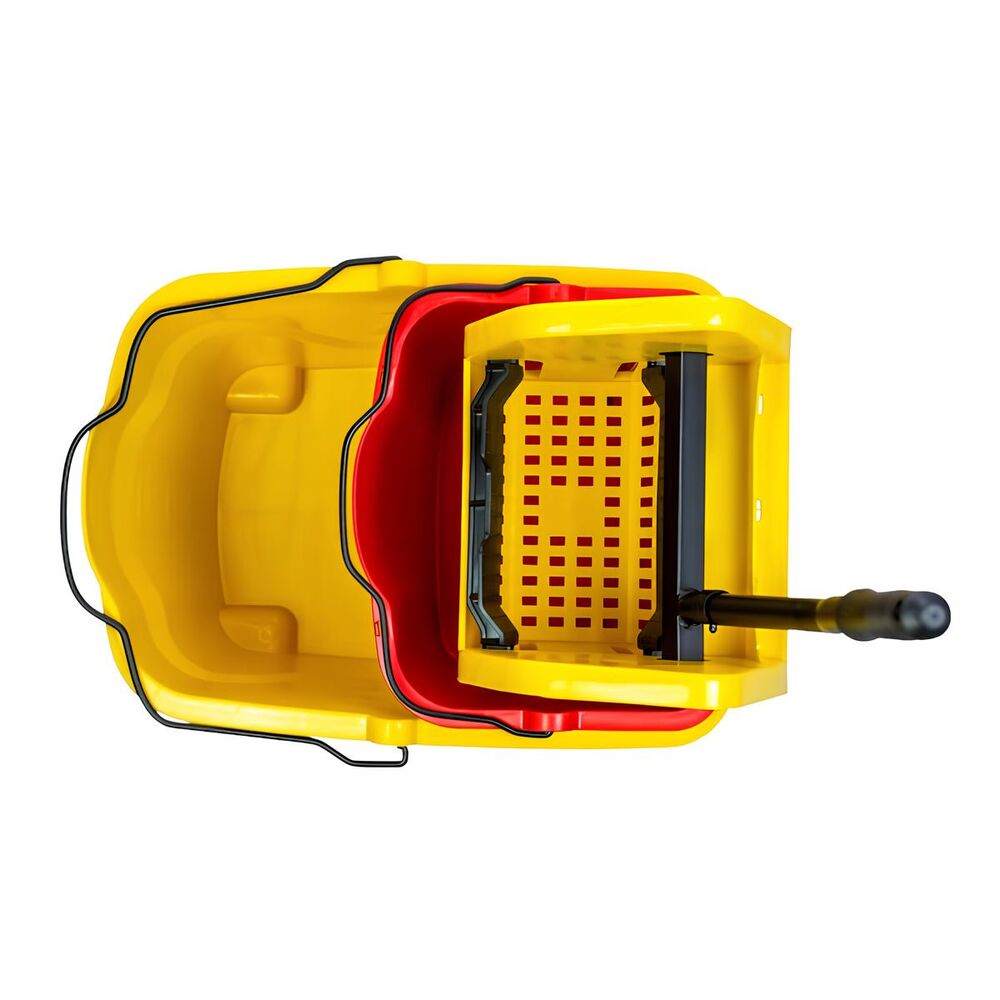 Carro Balde 35L Nobre – Amarelo com Balde Vermelho, Divisor de Água e Sistema Quebra-Ondas
