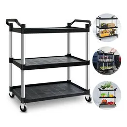 Carro Bandeja Triplex 3 Andares Multifuncional 150kg Preto - Nobre