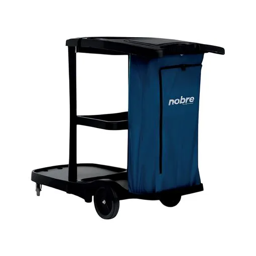 Carro Funcional de Alta Capacidade com Tampa e Bolsa de Vinil - Preto/Azul - Nobre