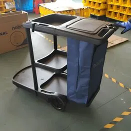 Carro Funcional de Alta Capacidade com Tampa e Bolsa de Vinil - Preto/Azul - Nobre