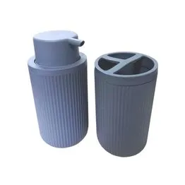 Conjunto para Banheiro 2 Peças Mood – Dispenser e Porta Escova Cinza