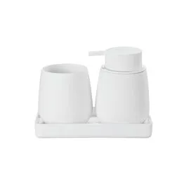 Conjunto para Banheiro 5 Peças Branco Mood - Escova Sanitária, Lixeira, Porta-Escova, Dispenser e Bandeja