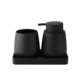 Conjunto para Banheiro 5 Peças Preto Mood - Escova Sanitária, Lixeira, Porta-Escova, Dispenser e Bandeja